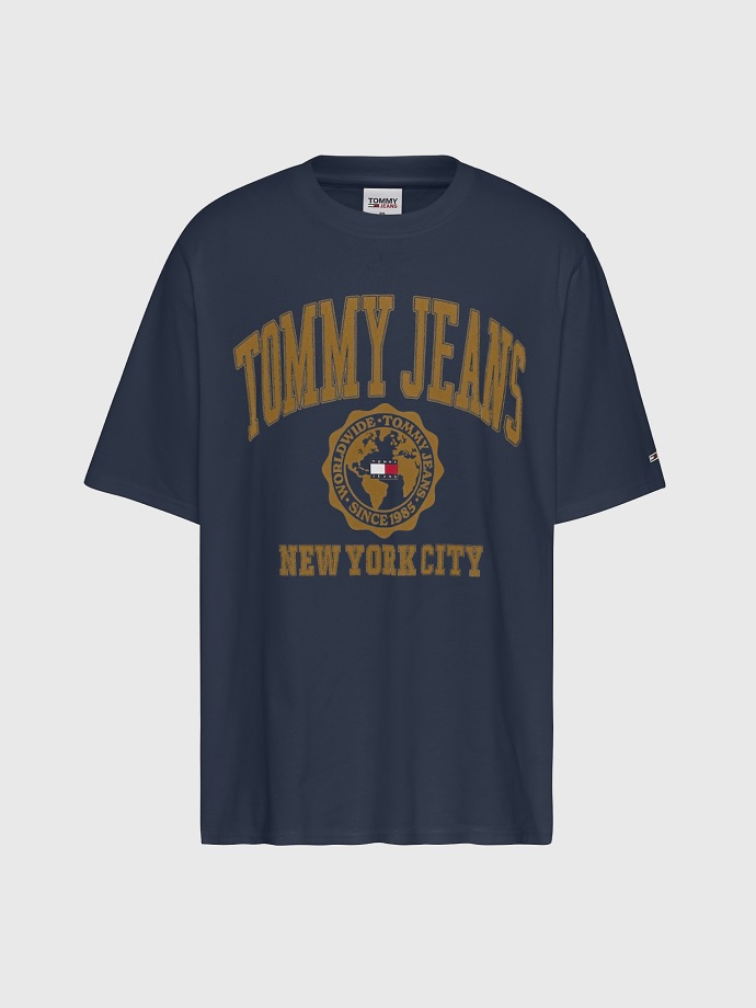 Twilight Námořnictvo Velké A Vysoké Tričko S Kolegiálním Logem Tommy Hilfiger