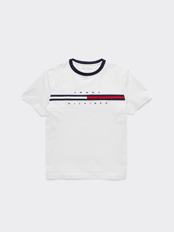Dětské Vlajkové Tričko Zářivě Bílé Tommy Hilfiger