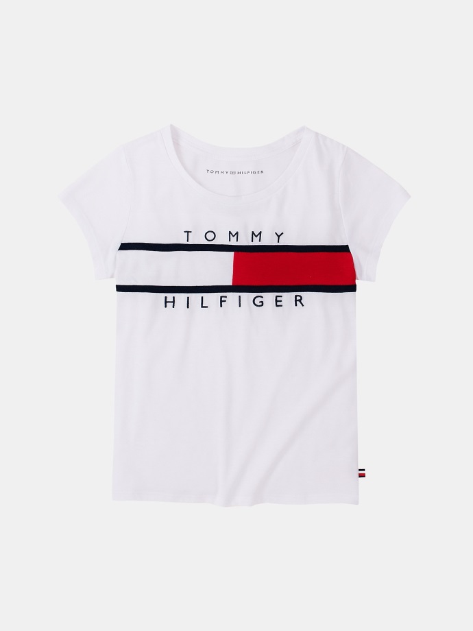 Dětské Vlajkové Tričko Tommy Hilfiger Bílé