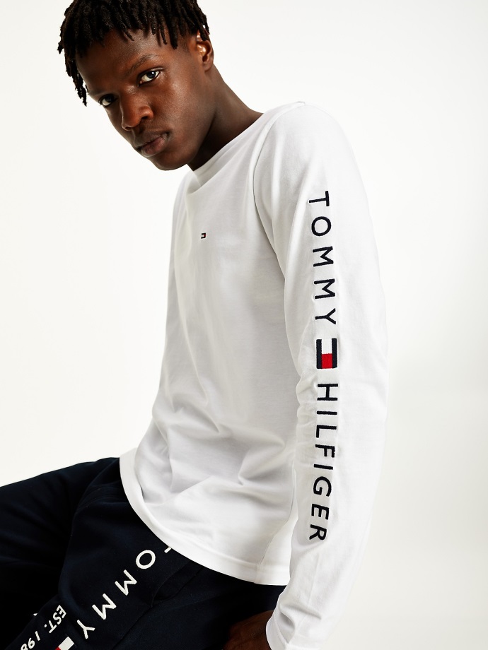 Bílé Tričko S Logem Tommy Hilfiger S Dlouhým Rukávem