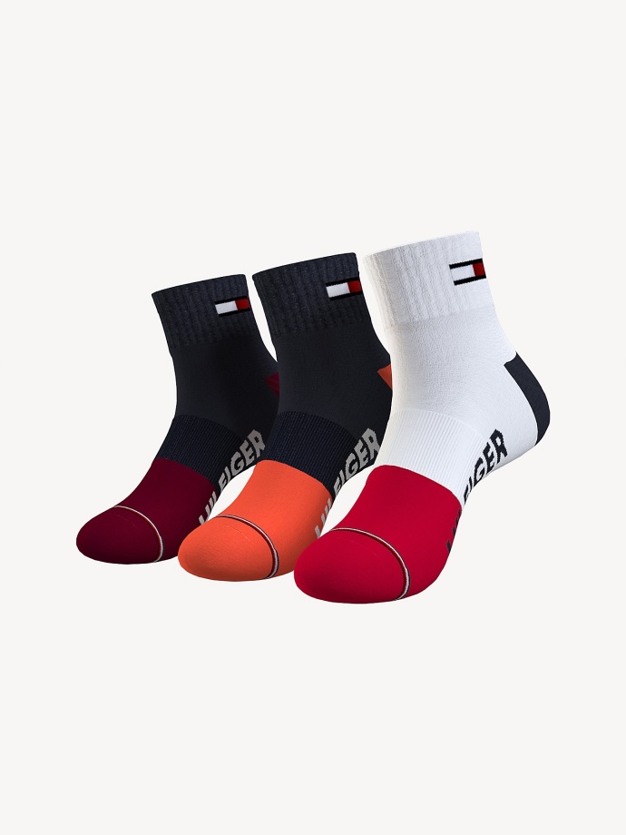 Tommy Hilfiger Klasické Bílé/vícečtvrťové Ponožky 3ks