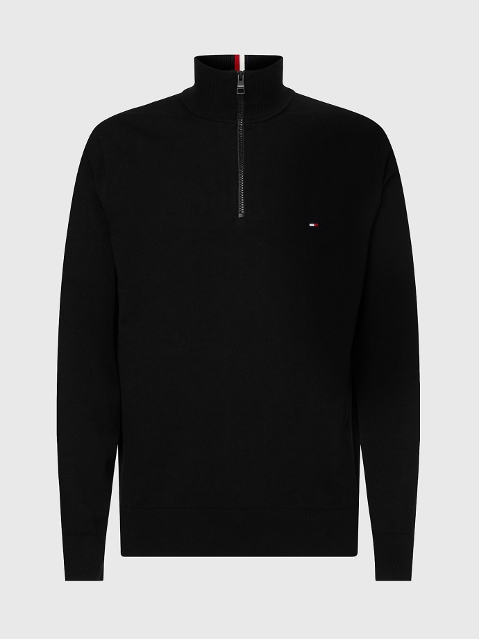 1985 Modelový Svetr Na Zip černý Tommy Hilfiger