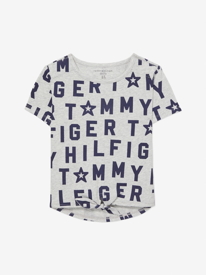 Tommy Hilfiger Alphabet Bow Tričko šedá/námořnická