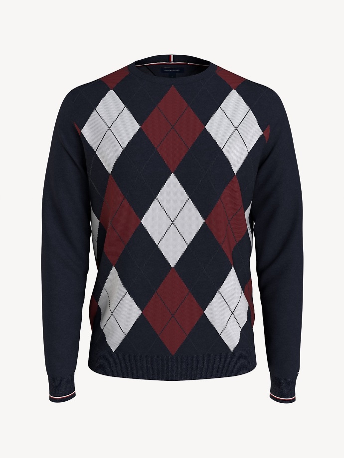 Argyle Svetr Tommy Hilfiger Pouštní Nebe