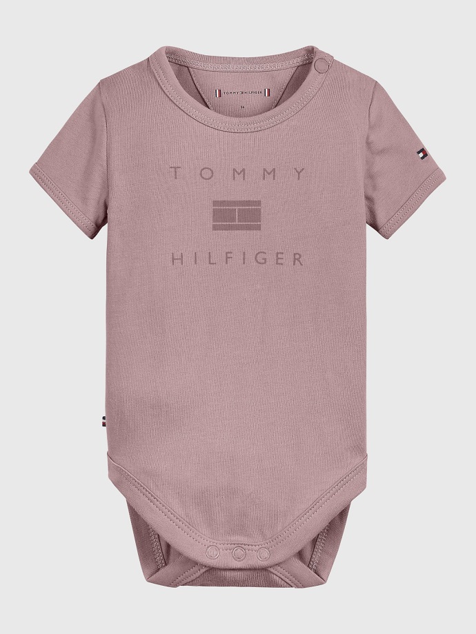 Baby' Logo Onesie Broadway Růžové Tommy Hilfiger