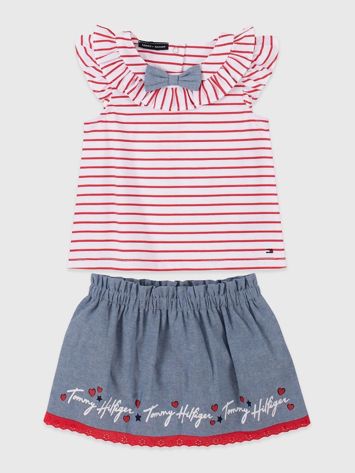 Bílý/multi Set Tommy Hilfiger S Pruhy Pro Miminka A Skort