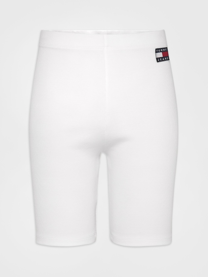 Ecru Odznak Logo žebrované Kolo Krátké Tommy Hilfiger