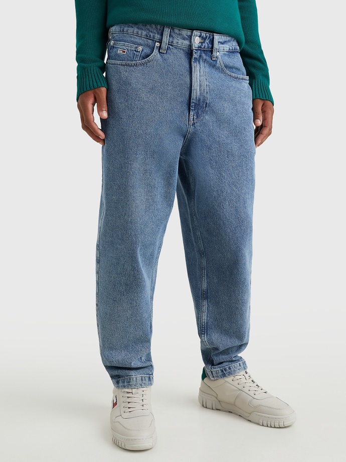 Džínové Světlé Pytlovité Střihy Zúžené Džíny Tommy Hilfiger