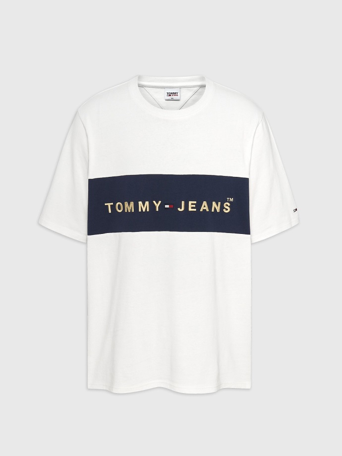 Bílé Velké A Vysoké Tričko S Logem Tommy Hilfiger