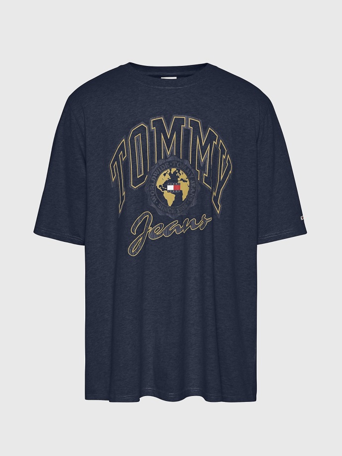 Tommy Hilfiger Velké A Vysoké Tričko S Kolegiálním Logem Twilight Navy