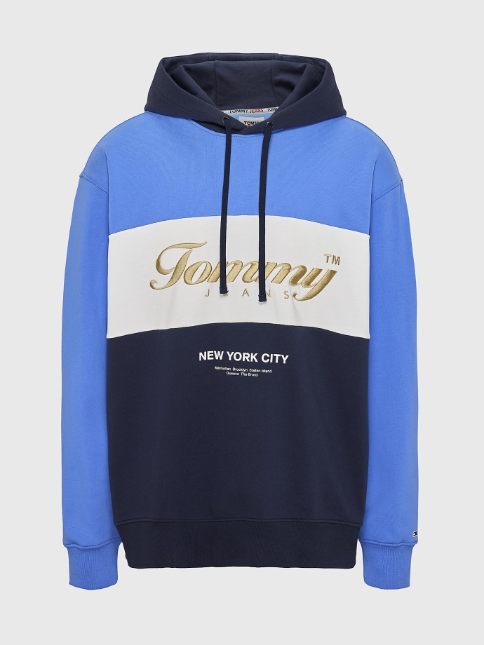 Tommy Hilfiger Twilight Navy //multi Velká A Vysoká Mikina S Dlouhými Pruhy V Nyc