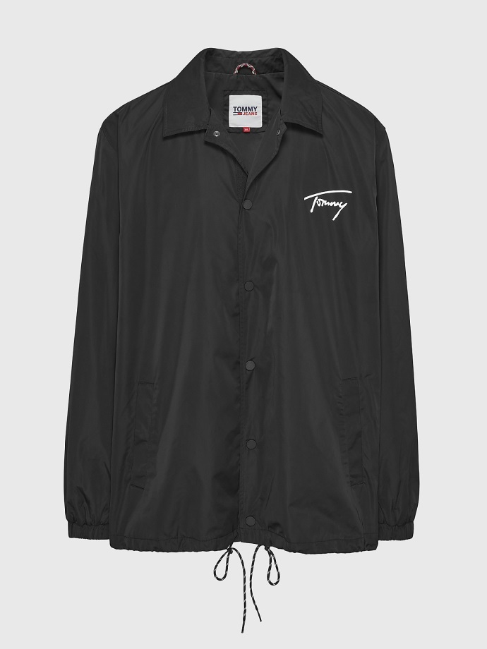 Velká A Vysoká Značková Trenérská Větrovka Tommy Hilfiger černá