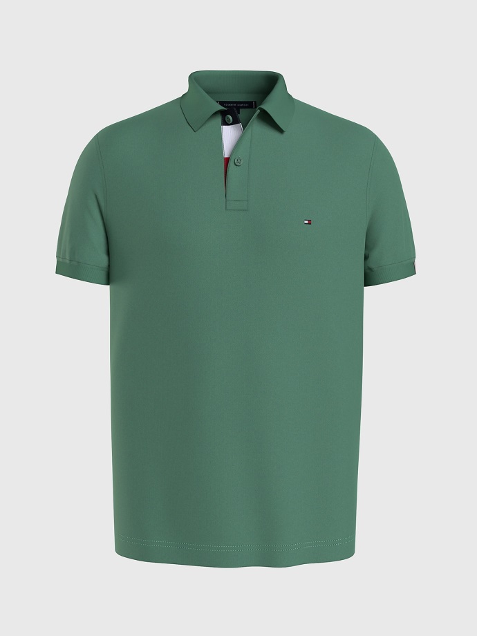 Centrální Zelené Velké A Vysoké Slim Fit Signature Placket Polo Tommy Hilfiger
