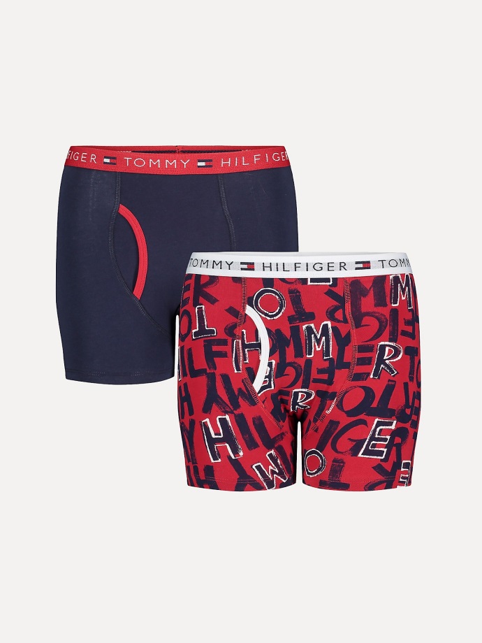 červená Planeta/námořnictvo Tommy Hilfiger Velké Dětské Boxerky 2ks