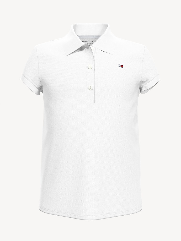 Klasické Bílé Velké Dětské Klasické Polo Tommy Hilfiger