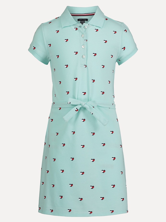 Velká Dětská Srdce Polo šaty Tommy Hilfiger Modrý Odstín