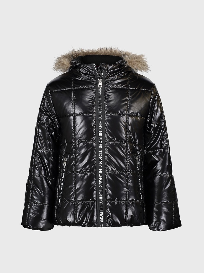 černá Tommy Hilfiger Velká Dětská Kožešina S Vysokým Leskem