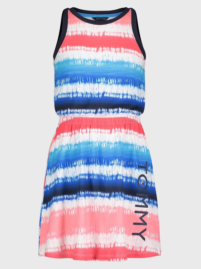 červené/bílé/modré Multi Tommy Hilfiger Velké Dětské Ombre Pruhované Tankové šaty