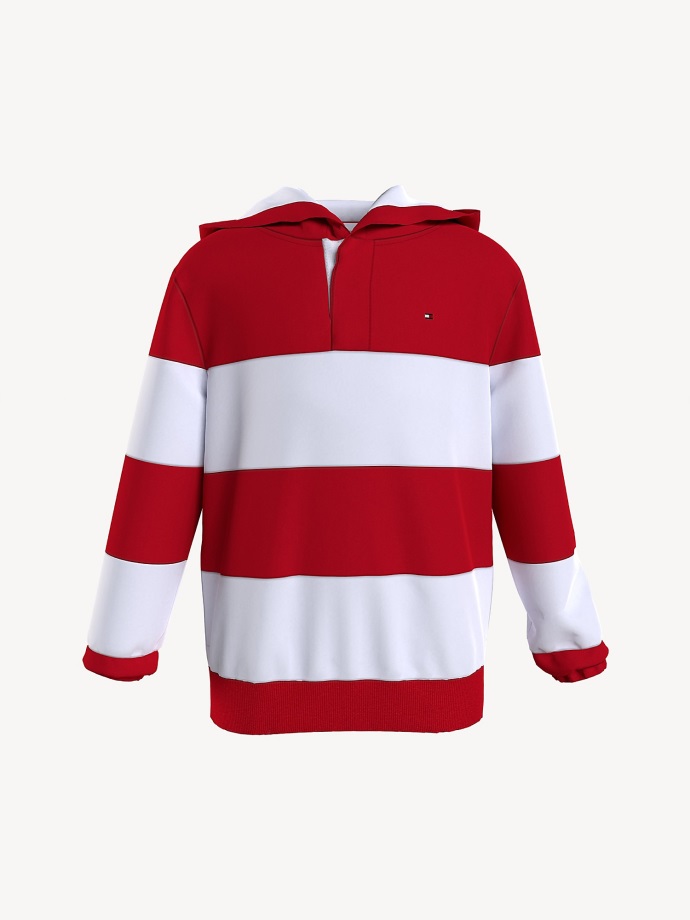 Dětská Mikina S Kapucí Na Rugby S červeným/bílým Pruhem Tommy Hilfiger