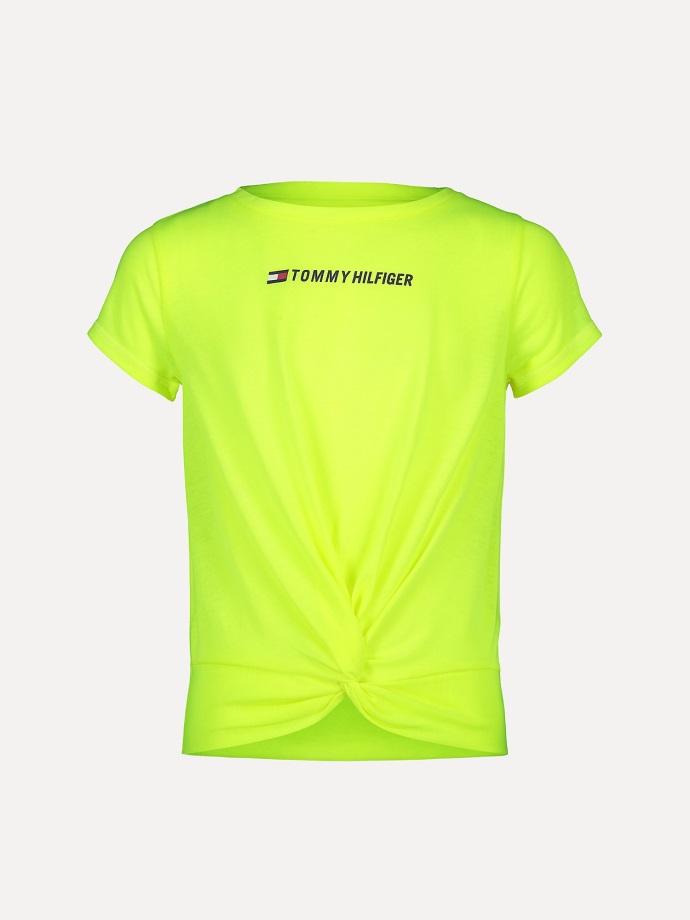 Bezpečnostní žluté Tričko Tommy Hilfiger Velké Dětské Twist Přední Tričko