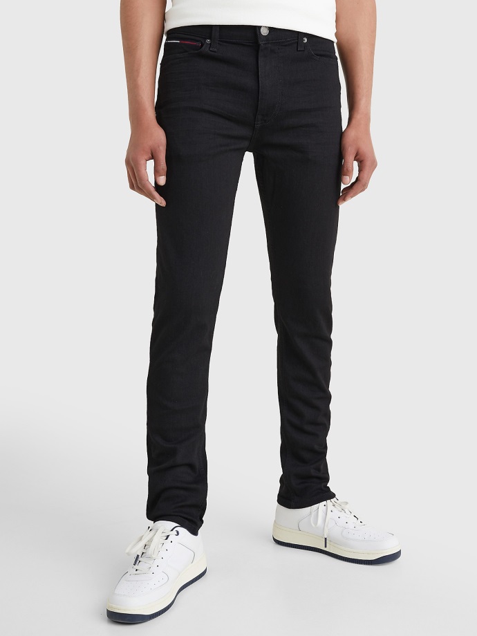 černá černá Wash Skinny Fit Jean Tommy Hilfiger
