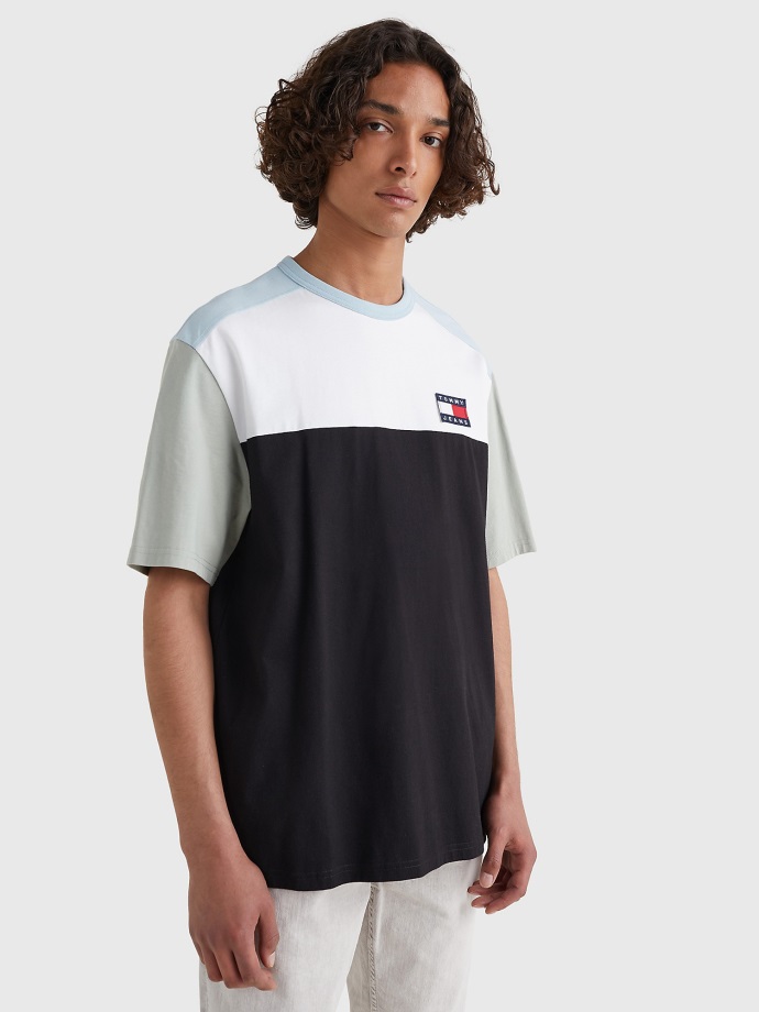 Boxy Colorblock Logo Odznak Tričko černé/multi Tommy Hilfiger