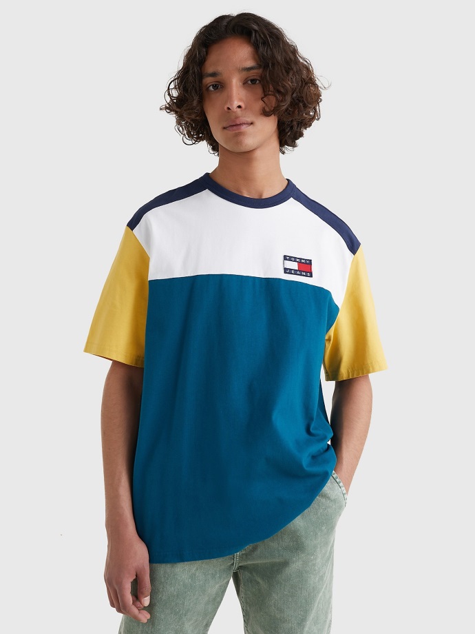 Boxy Colorblock Logo Odznak Tričko Tommy Hilfiger Benzín/multi