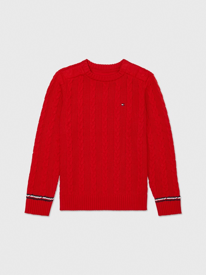 Kabelový Svetr Tommy Hilfiger Blush Red