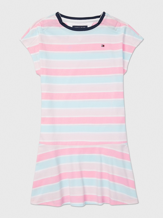 Bonbónové Pruhované Pletené šaty Růžové Vánek Multi Tommy Hilfiger