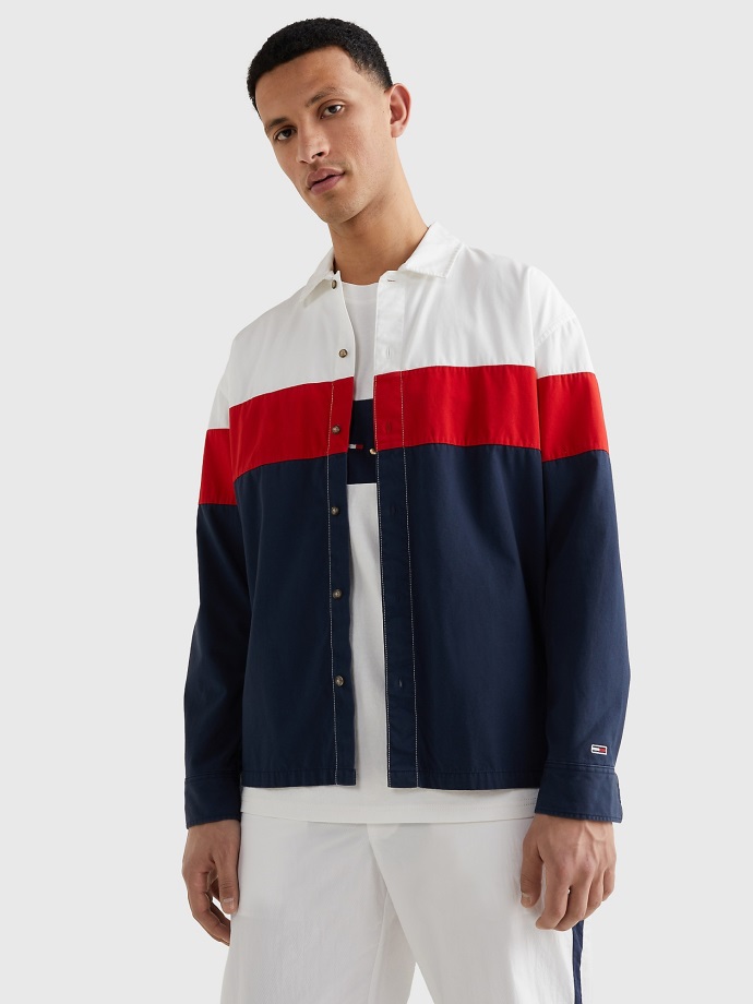 Ležérní Fit Proužek Košile S Vyšívaným Logem Tommy Hilfiger Twilight Navy