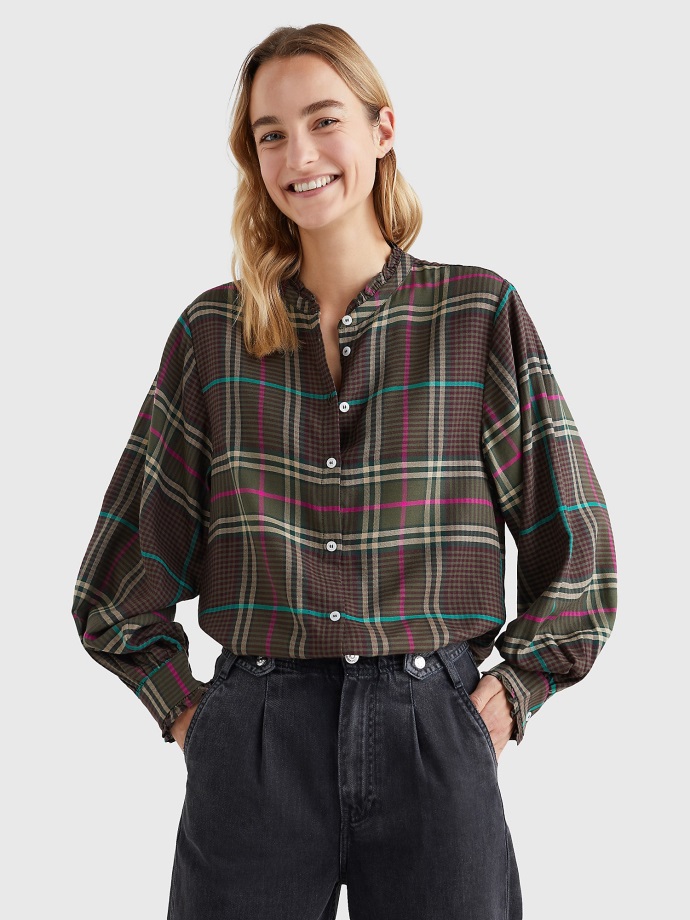 Check Print Flanelová Halenka Tommy Hilfiger Velká Pop Check/army Green