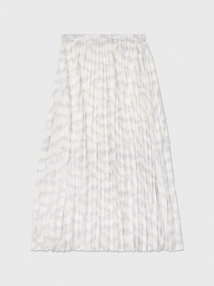 Optic Bílá Multi Tommy Hilfiger šifonová Plisovaná Sukně