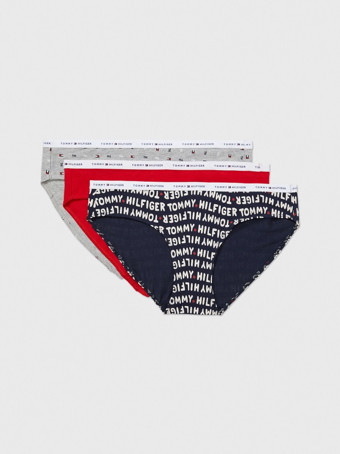 Námořnická/šedá Vřes/červená Multi Tommy Hilfiger Klasické Bikiny Slipové 3ks