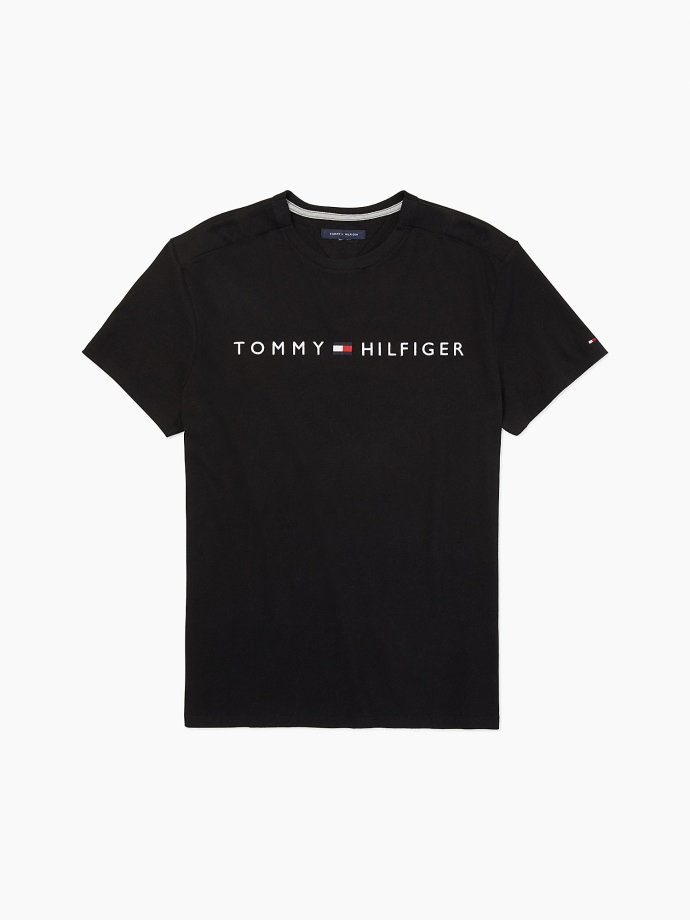 černé Tričko S Klasickým Podpisem Tommy Hilfiger