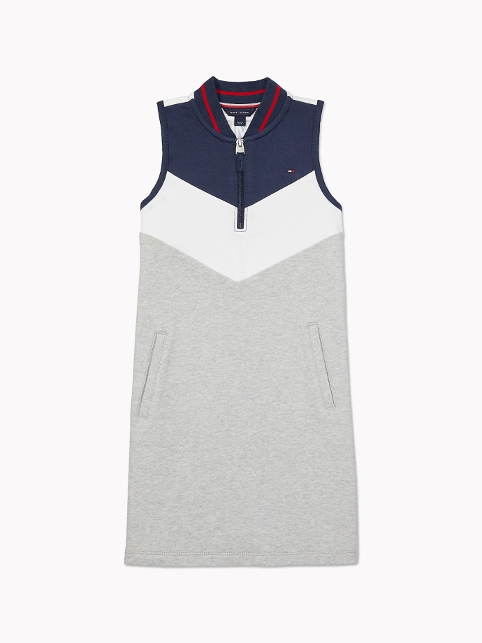 Colorblock Chevron Dress Tommy Hilfiger Světle šedý Vřes