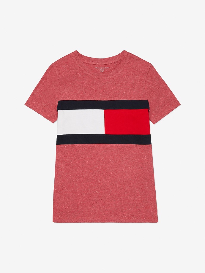 Kaštanové Tričko Tommy Hilfiger Colorblock Flag