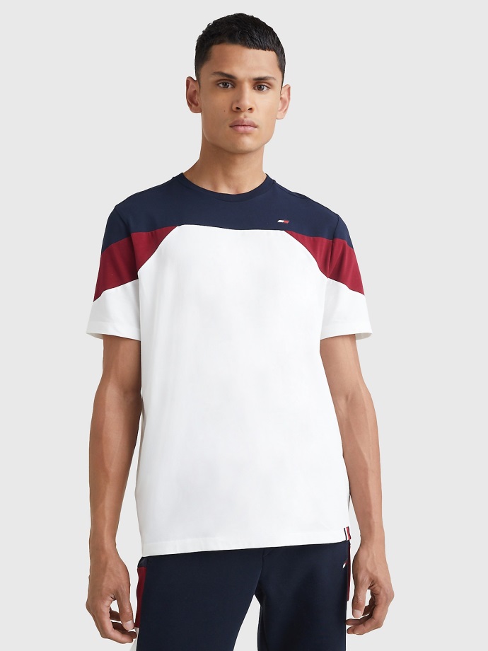 Bílé Colorblock Tričko Tommy Hilfiger