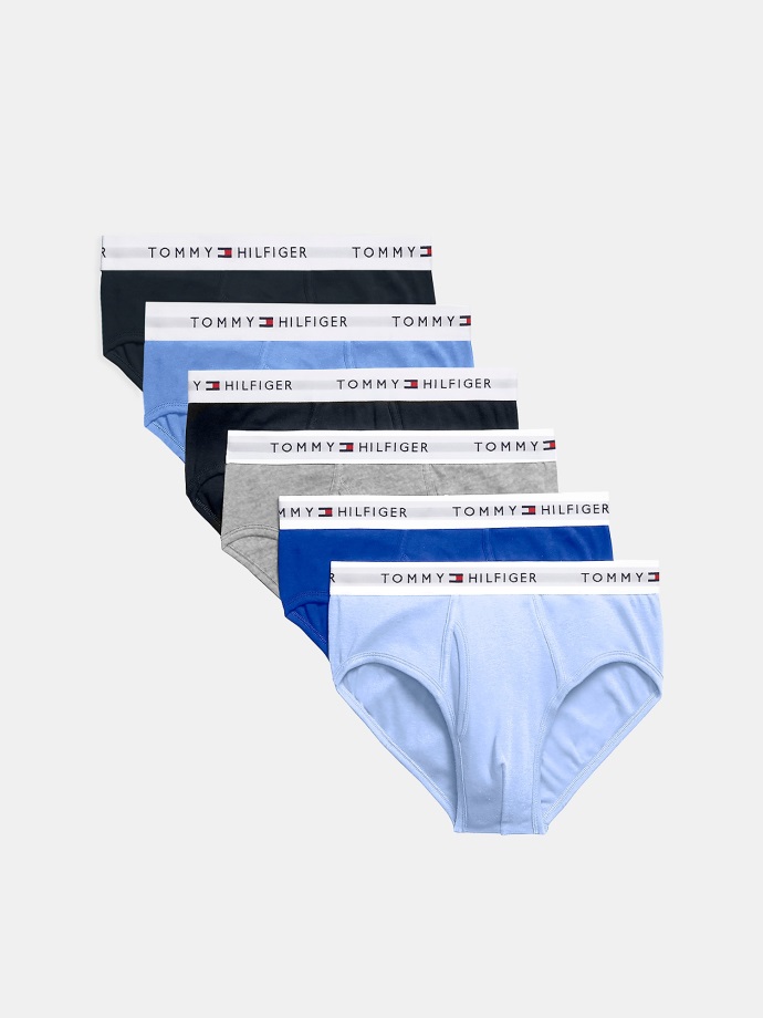 Bavlněné Klasické Slipy 6pk Blue Multi/grey Tommy Hilfiger