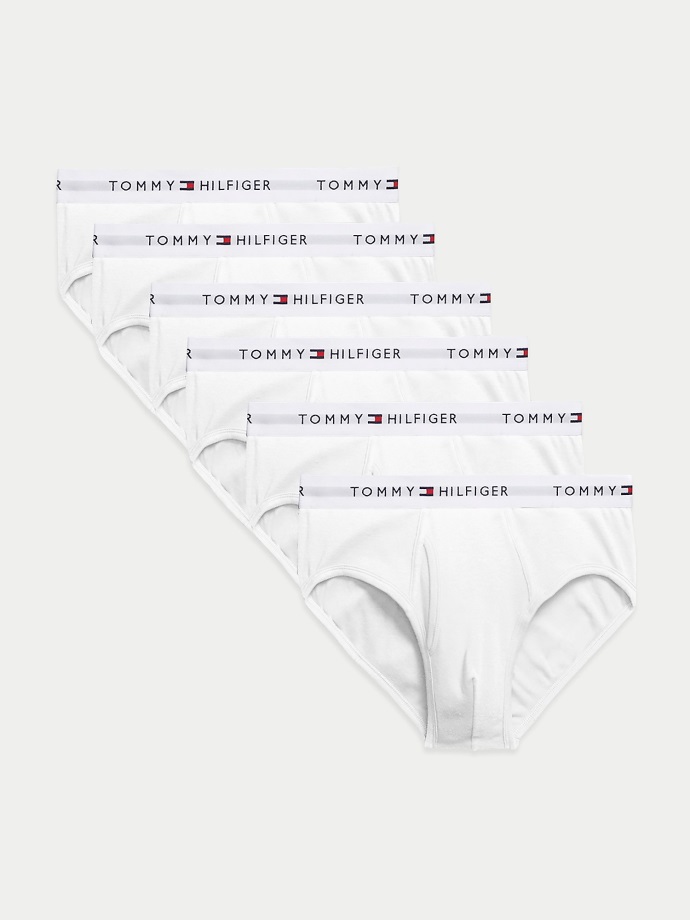 Bavlněné Klasické Slipy 6ks Bílý Tommy Hilfiger