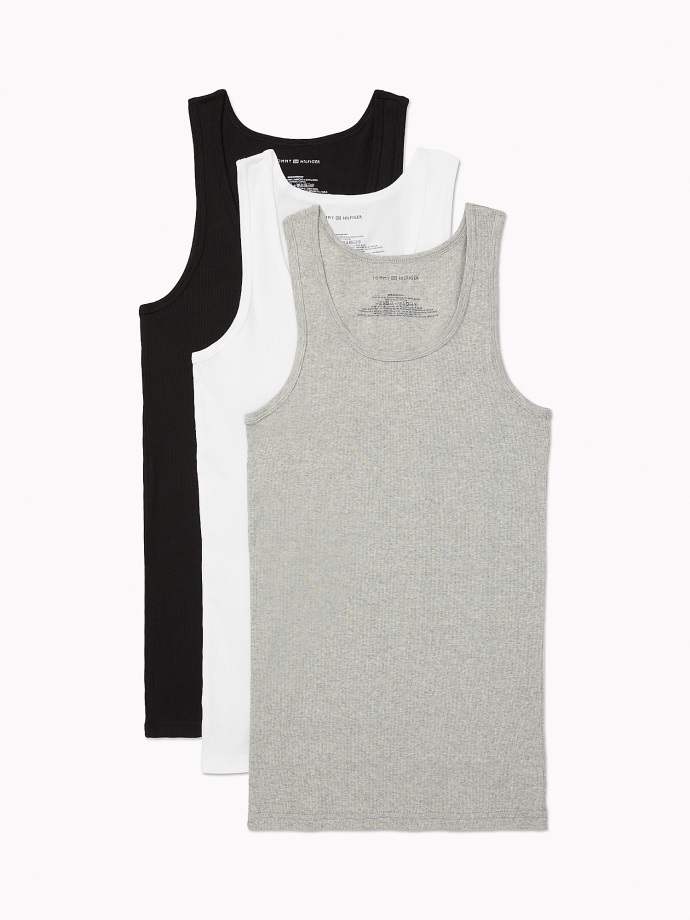Bavlna Classics Tank 3pk White/grey Heather/black Tommy Hilfiger