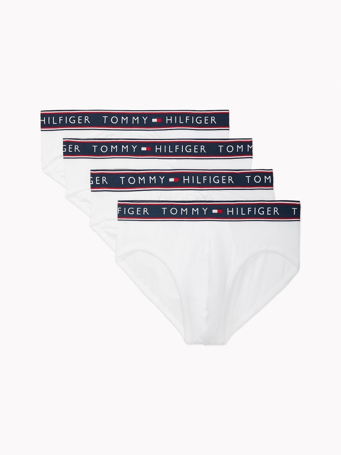 Bavlněné Strečové Slipy 4ks Bílé Tommy Hilfiger