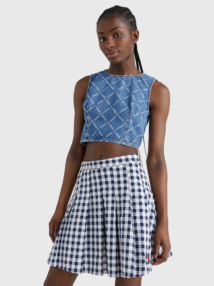 Cropped Monogram Denim Top Tommy Hilfiger Medium Wash