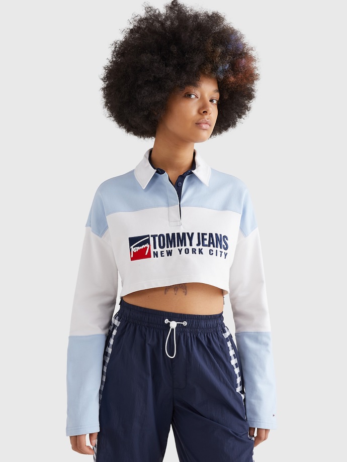 Chambray Sky/multi Cropped Nyc Logo Rugby Tommy Hilfiger