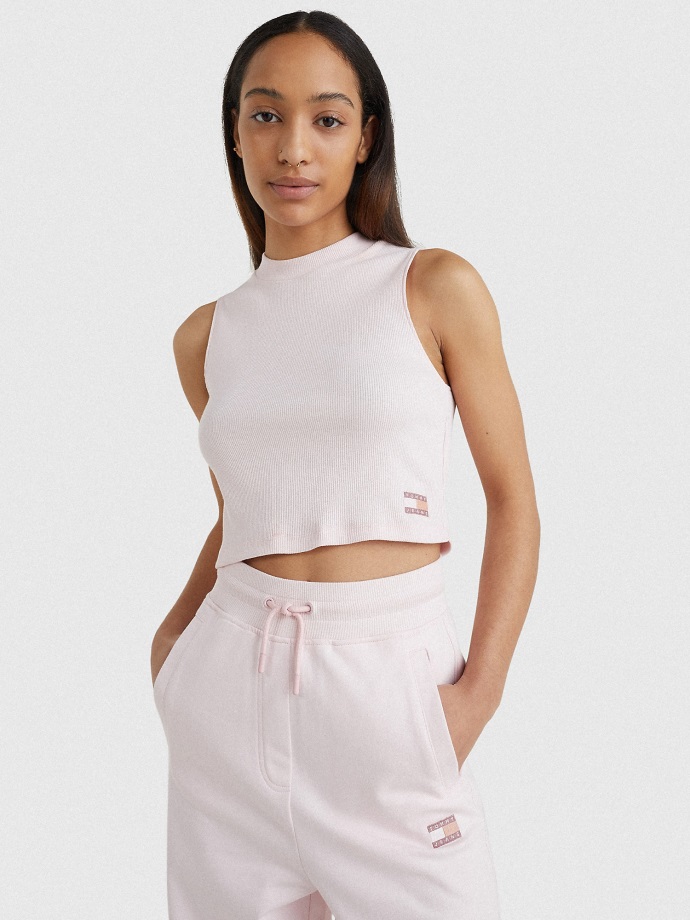 Broadway Růžové Tommy Hilfiger Zkrácené žebrované Tílko