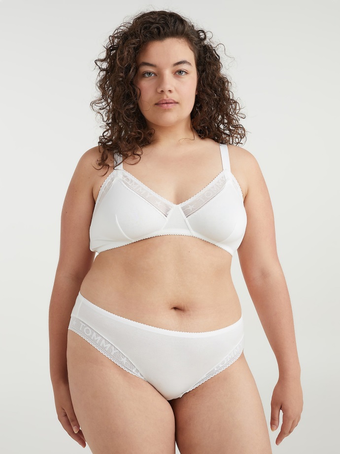 Křivka Logo Krajkový Lem Bikiny Slipy Tommy Hilfiger Bílé