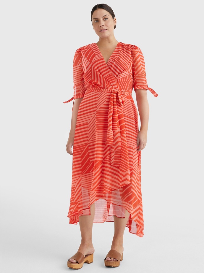 Křivka Proužek Zavinovací šaty Tommy Hilfiger Bloom/grenadine