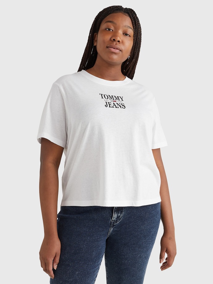 Křivka Tommy Jeans Logo Tričko Bílé Tommy Hilfiger