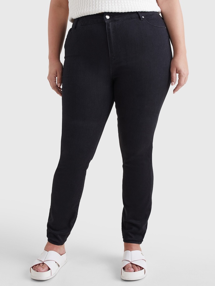 černá Křivka Ultra High Rise Skinny Fit Jean Tommy Hilfiger