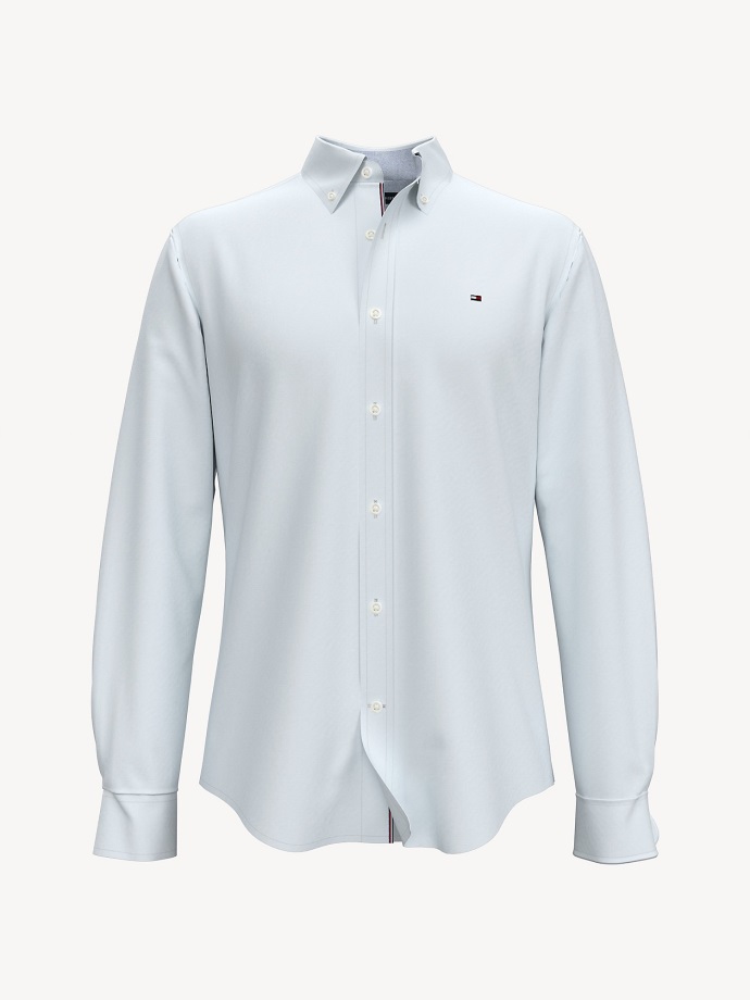 Custom Fit Základní Strečová Pevná Oxford Košile Tommy Hilfiger Optic White