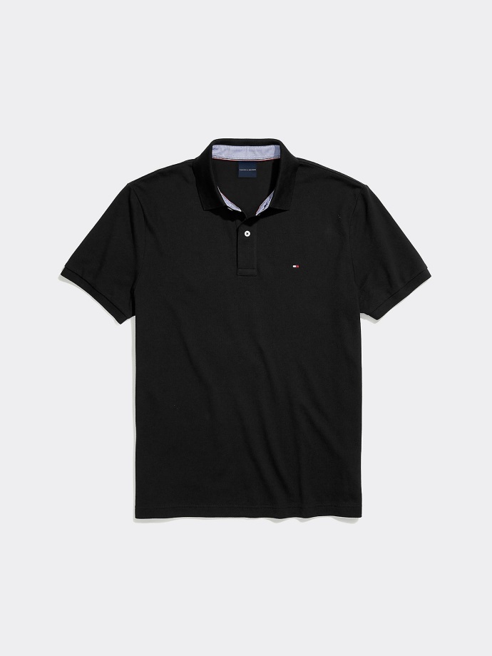 Custom Fit Polo Cs Hluboký úplet černý Tommy Hilfiger